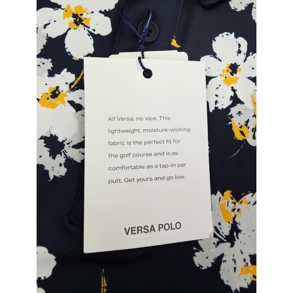 Mizzen Main Size 2XL Trim Mens Navy Floral Neck Logo Polyester Versa Polo NWT - Picture 6 of 12